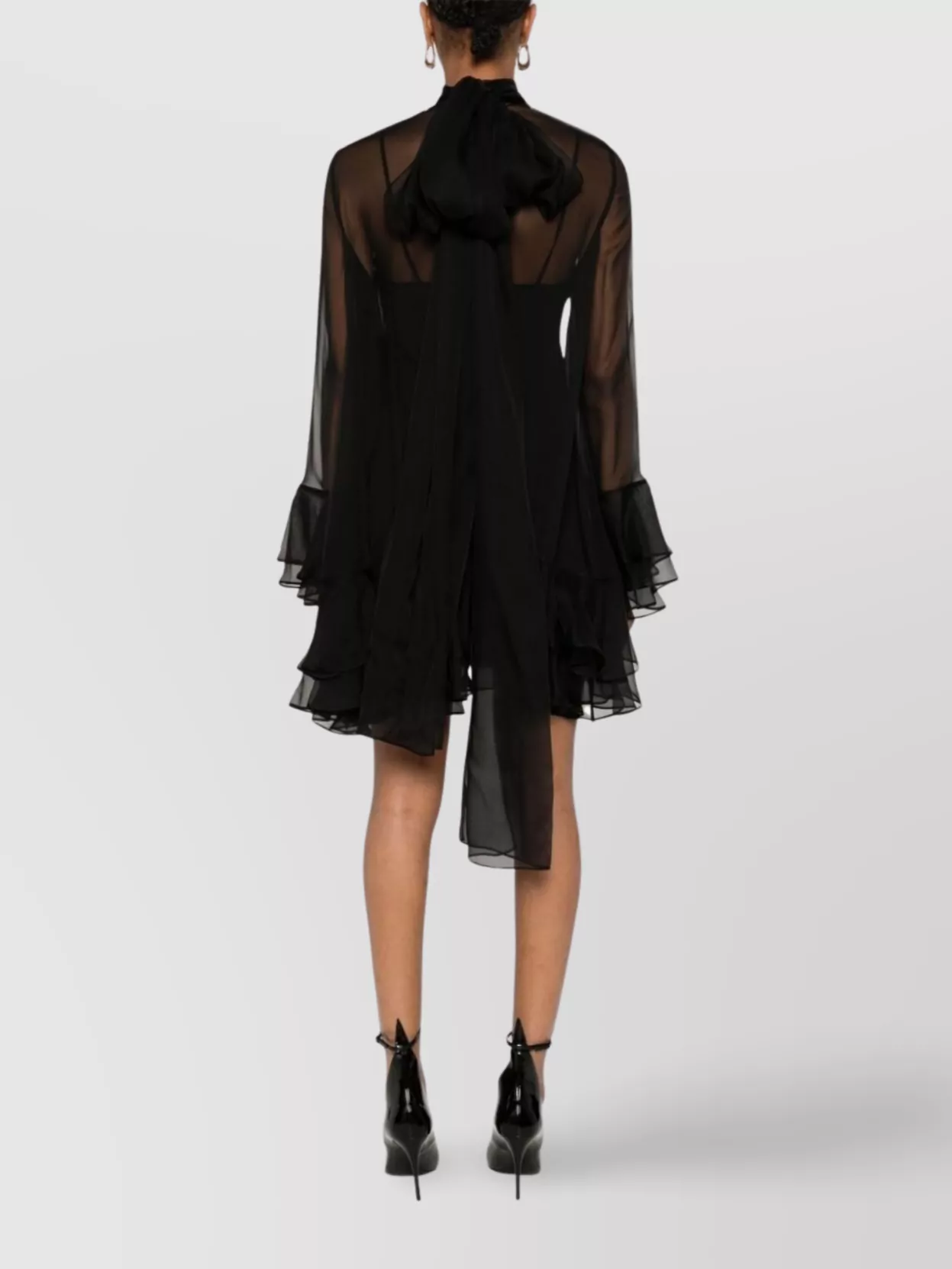 Valentino Mini Dress In Chiffon With Ruffled Hem