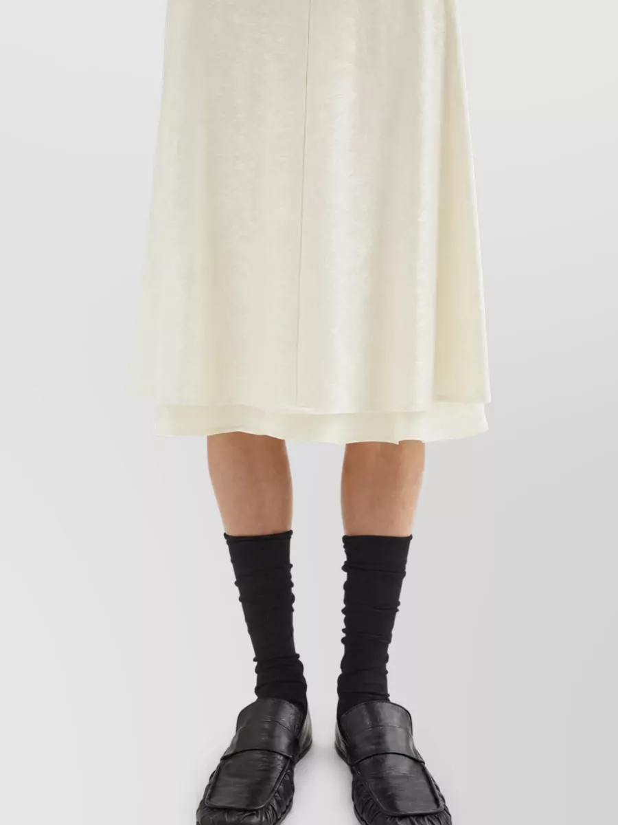 Jil Sander Floral-Embroidered A-Line Skirt