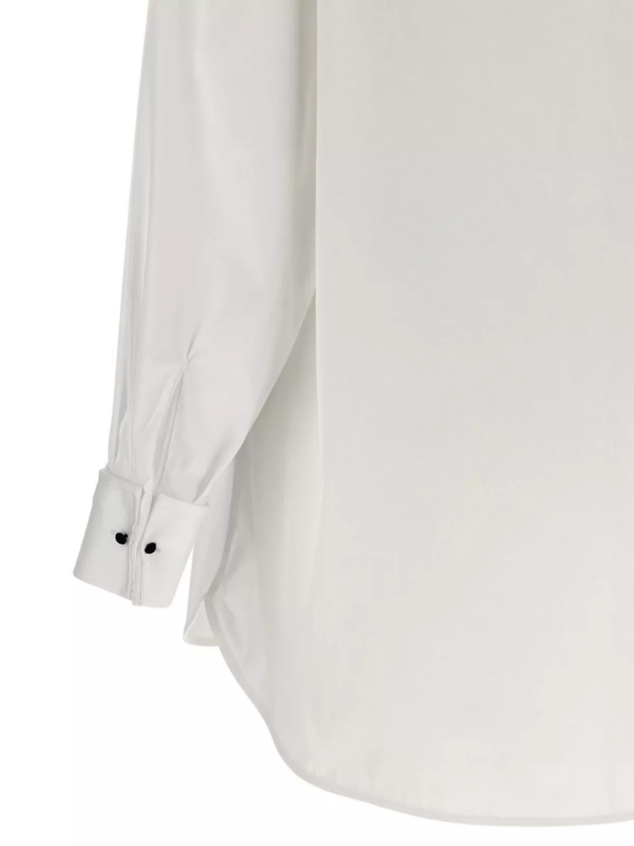 Ermanno Scervino Contrast Plastron White Tuxedo Shirt With Covered Button Closure In White