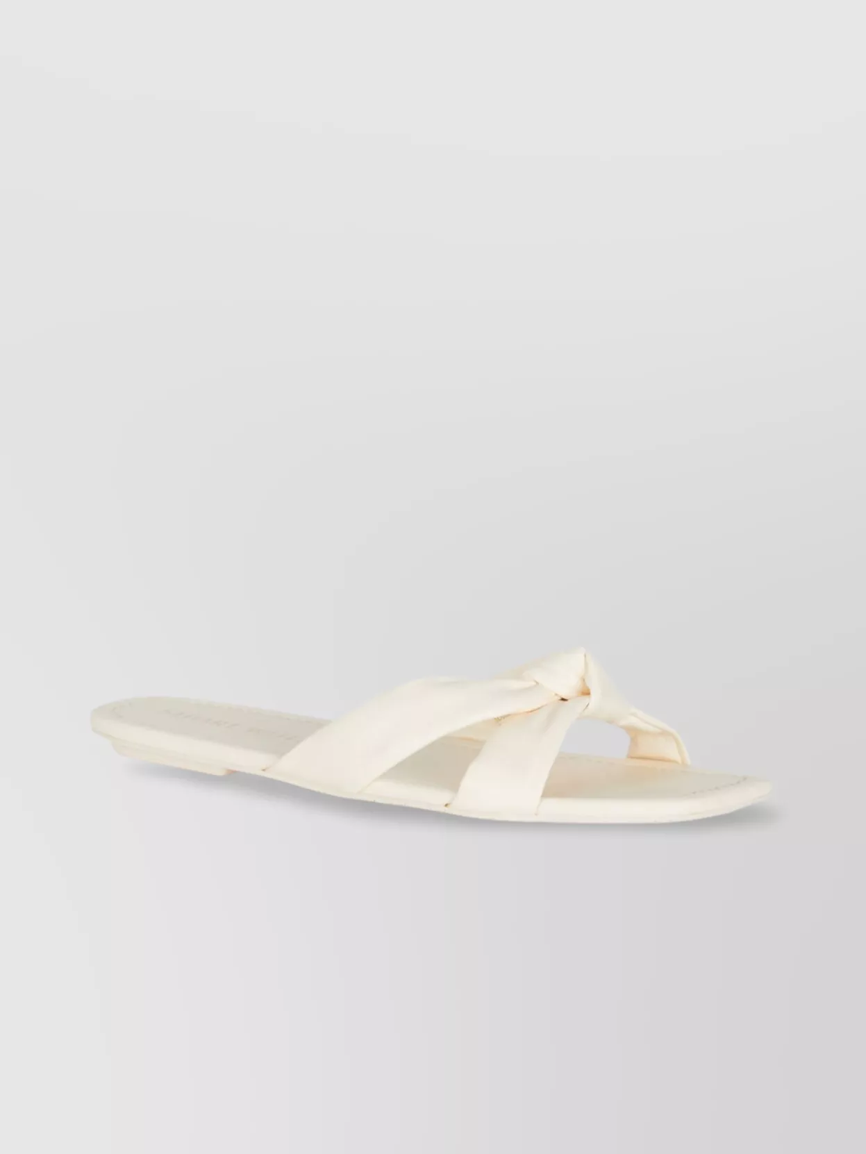 Stuart Weitzman Flat Sole Knot Detail Open Toe Slippers In White