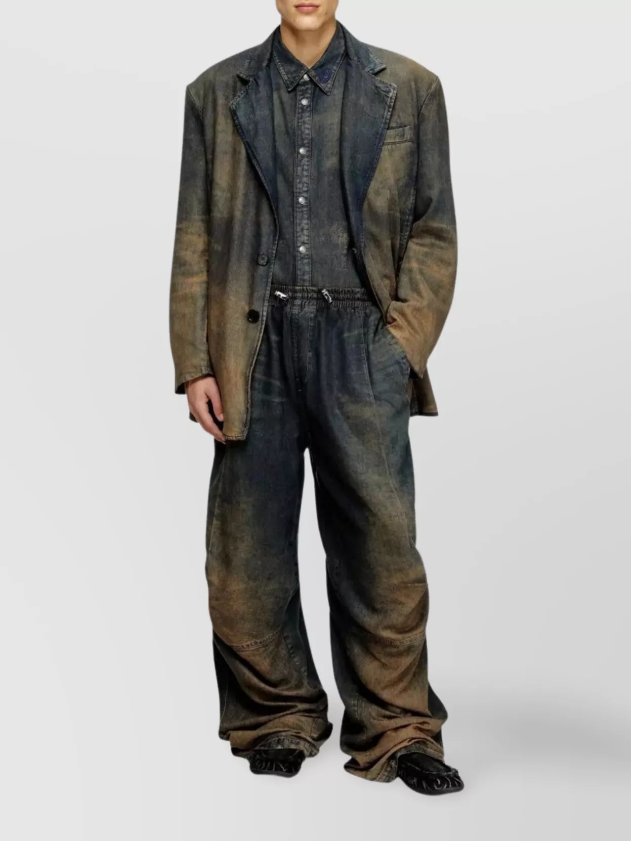 Diesel Wide Leg Trousers Drawstring Waist