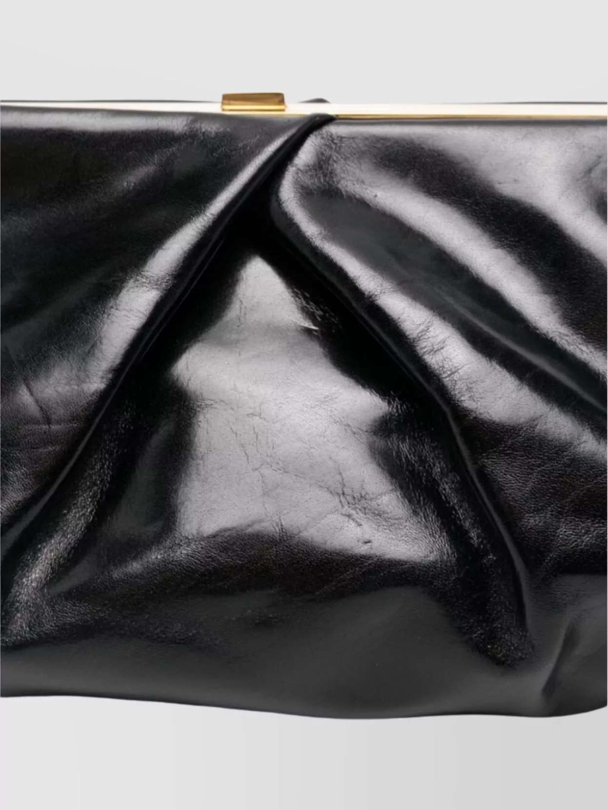 Dries Van Noten Large Leather Clutch Bag With Resin Top Handle