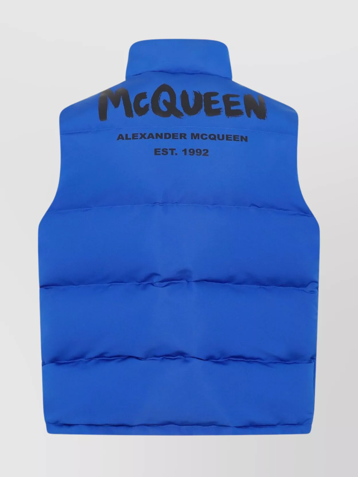 Alexander Mcqueen Padded Vest Sleeveless Stand-up Collar In Blue