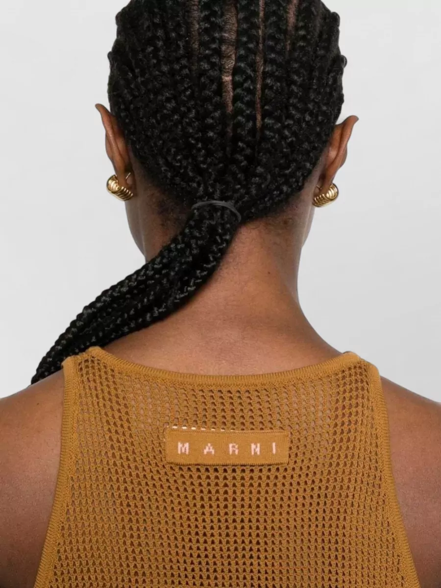 Marni Ribbed Floral-Mesh Knitted Top