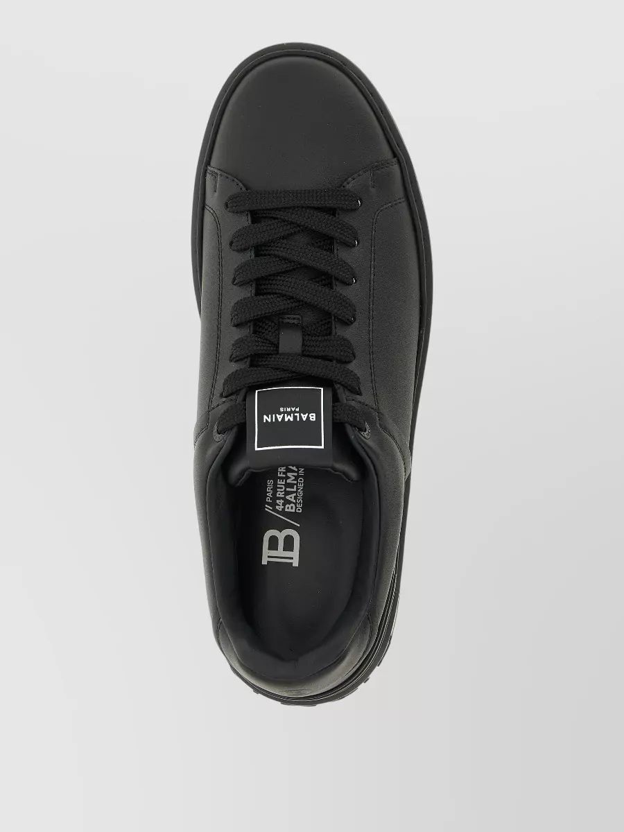 Balmain B Court Sneakers Flat Sole Round Toe