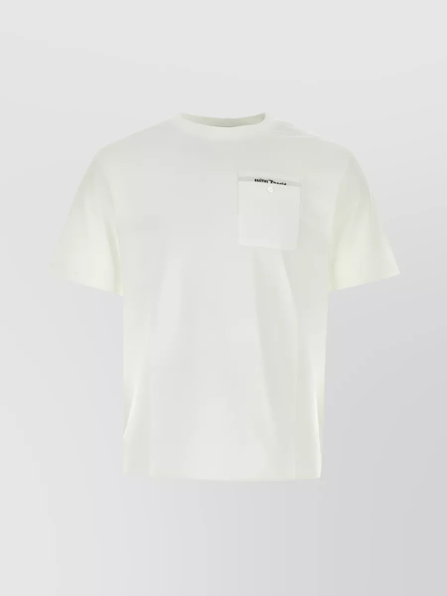 Shop Palm Angels Cotton Logo Print Pocket T-shirt In White