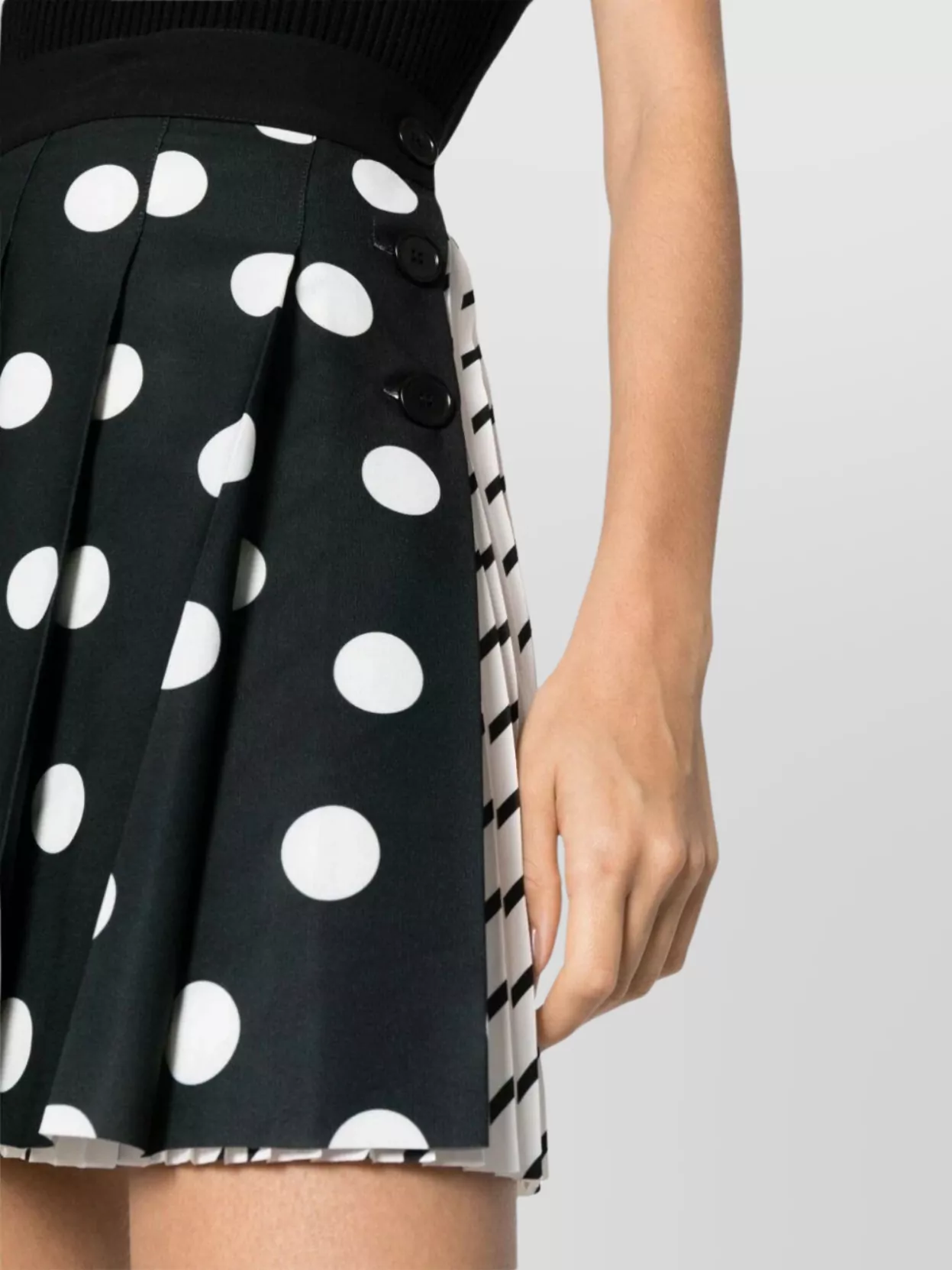 Msgm Polka Dot Pleated Mini Skirt With Button Accents