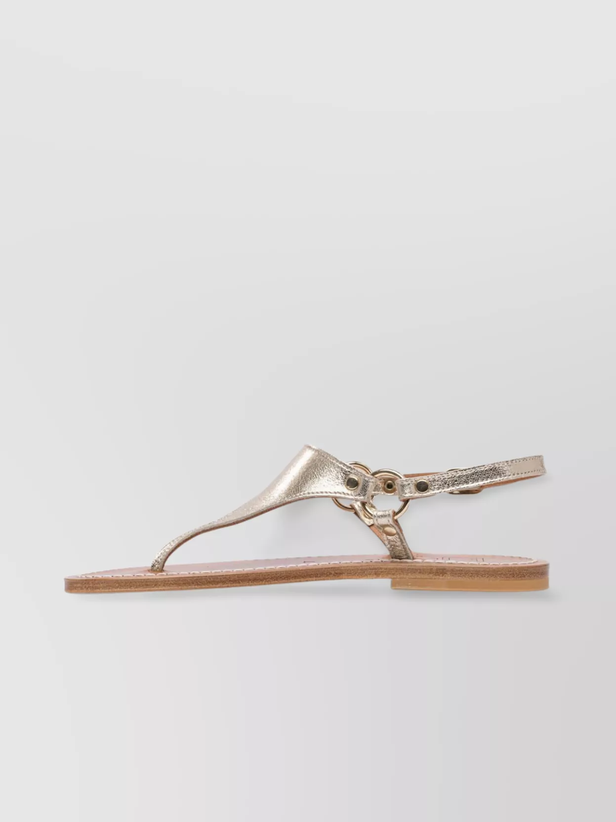Kjacques Metallic Buckle Flat Sandals Open Toe In Neutral