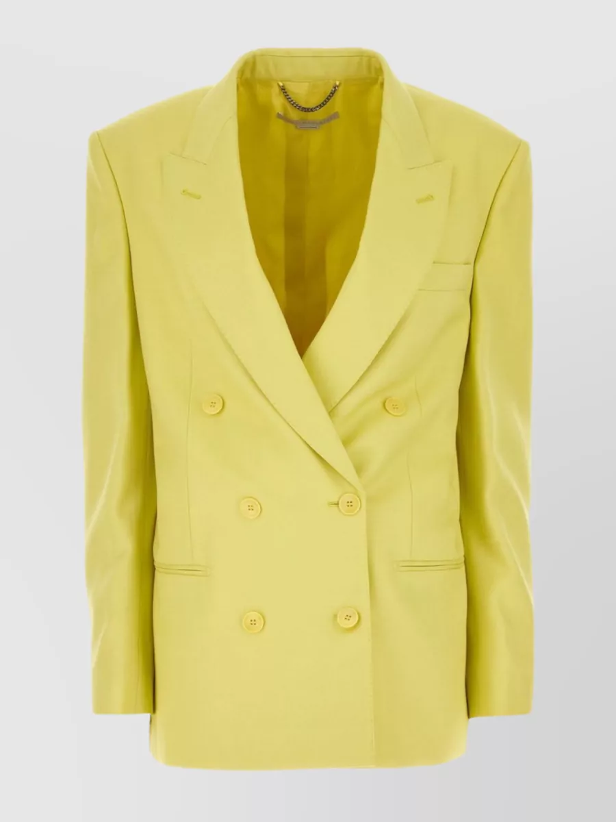 Shop Stella Mccartney Tailored Viscose Blazer With Padded Shoulders In Yellow