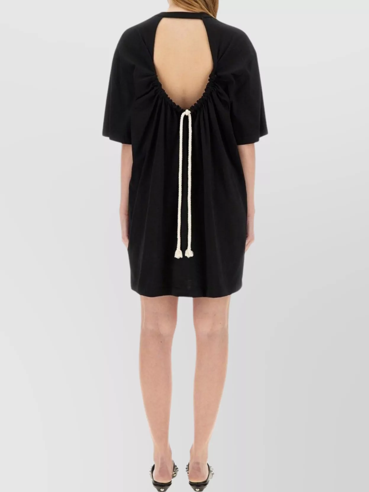 Msgm Logo Short Dress Drawstring Detail