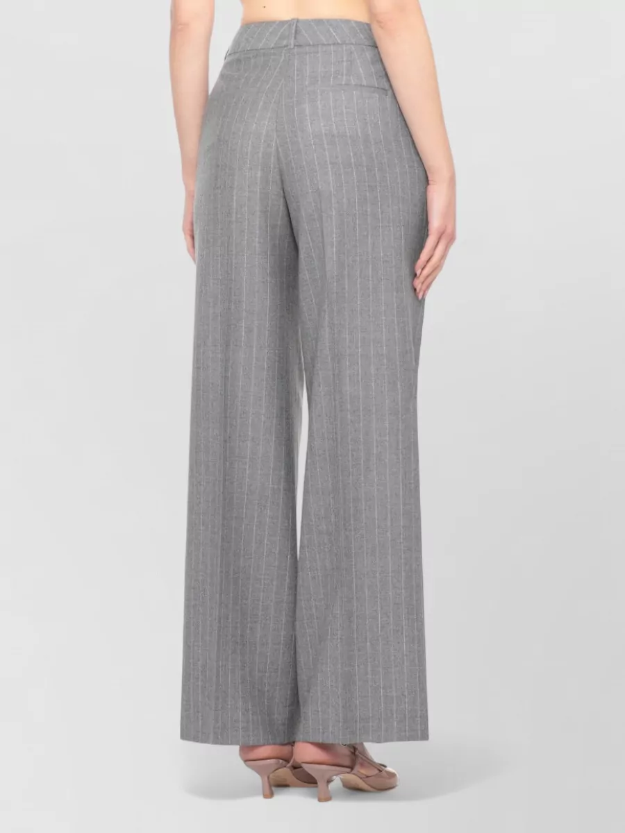 Peserico Wide Leg Trousers With Pinstripe And Pockets