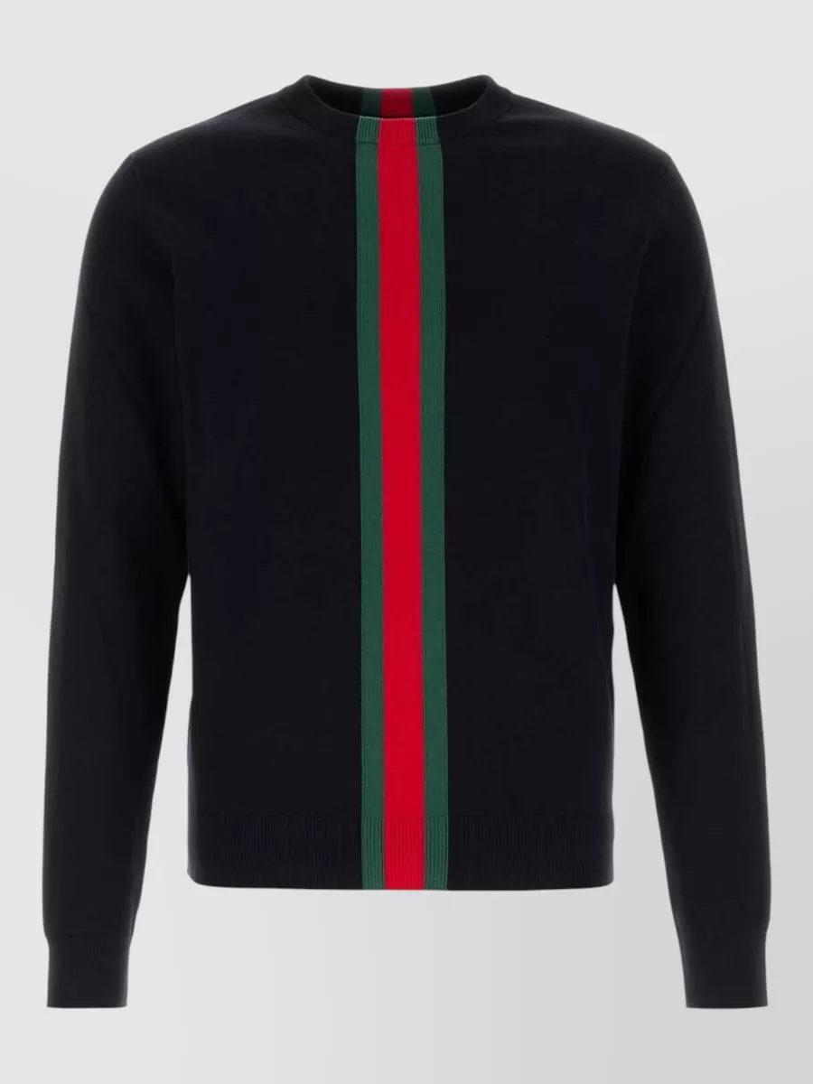 Gucci cotton knitted striped crewneck long-sleeve sweater