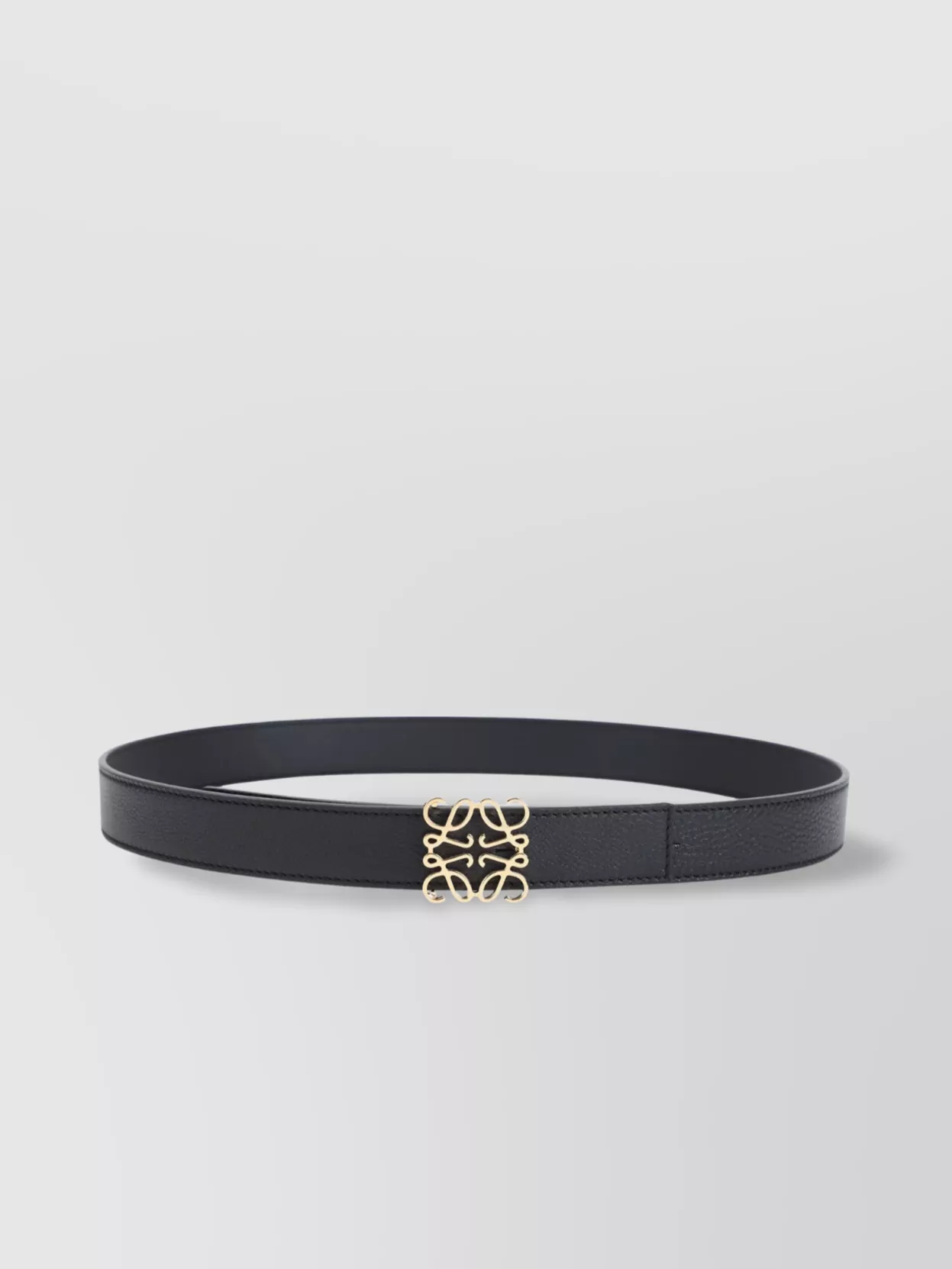 Loewe Calfskin Leather Belt With Intricate Gold-tone Buckle In Black