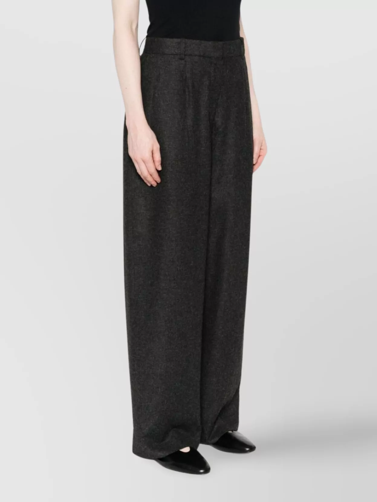 Totême Wide-leg Flannel Trousers Featuring Pockets In Black