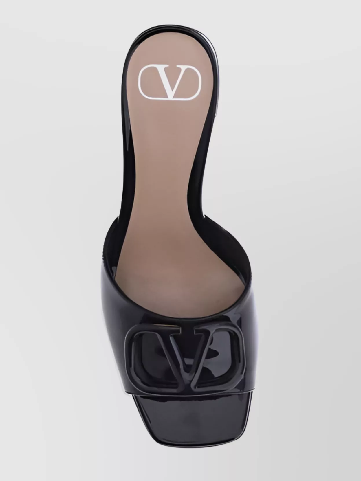 Valentino Garavani Patent Leather Vlogo Slide Sandals With Block Heel