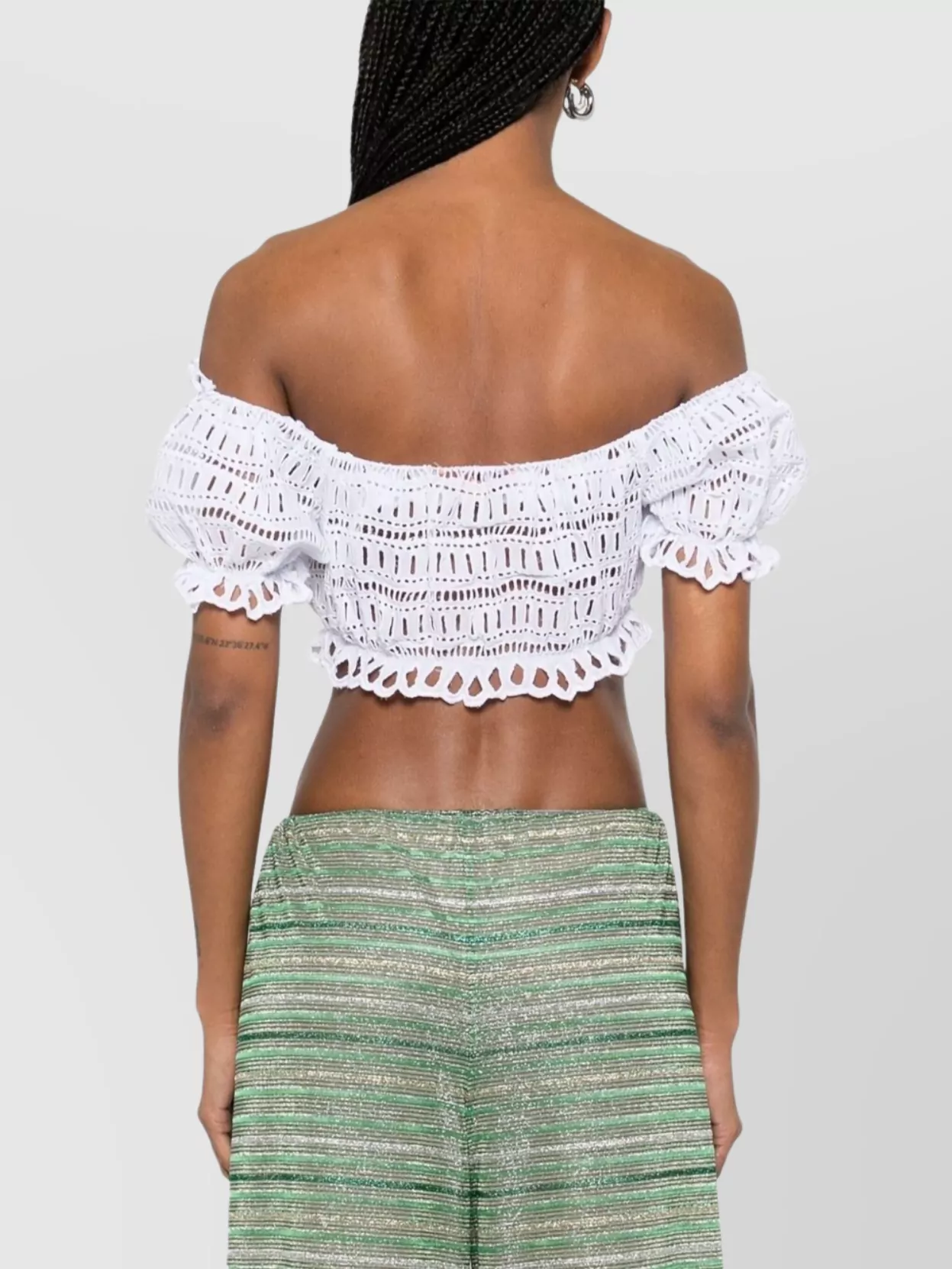 Ermanno Scervino Lace Cotton Cropped Top With Off-the-shoulder Design