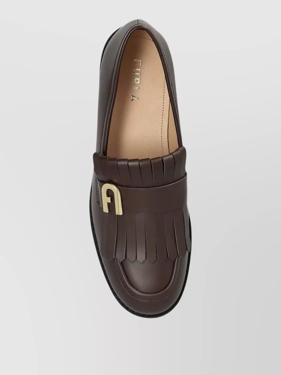 Furla Leather Fringe Detail Brogues