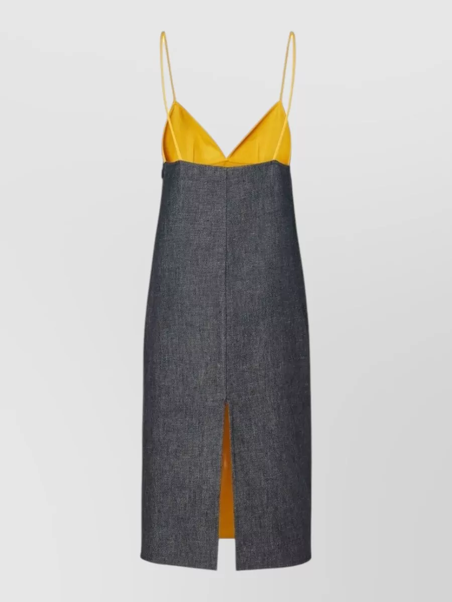 Fendi denim v-neck sleeveless midi dress