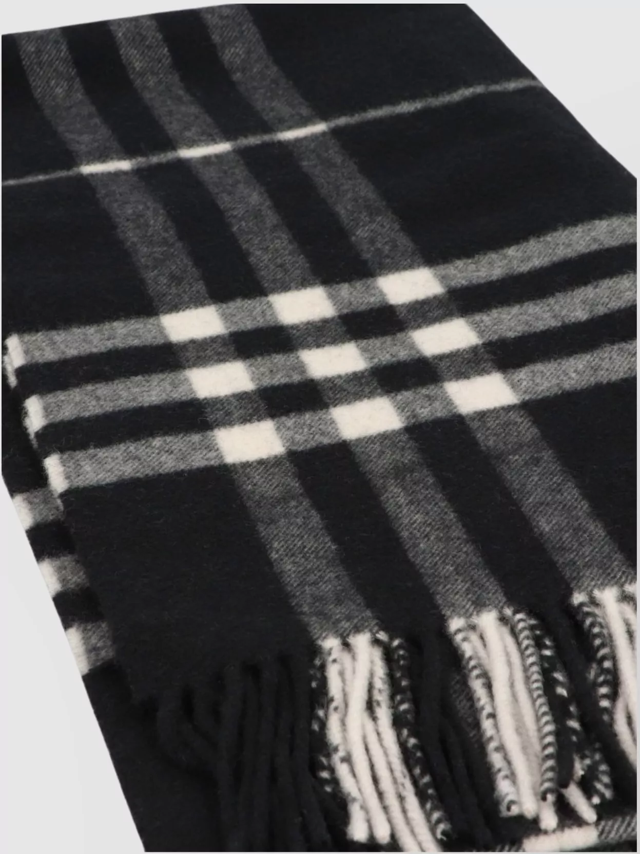 Burberry Cashmere Scarf With Checked Pattern And Fringed Edges