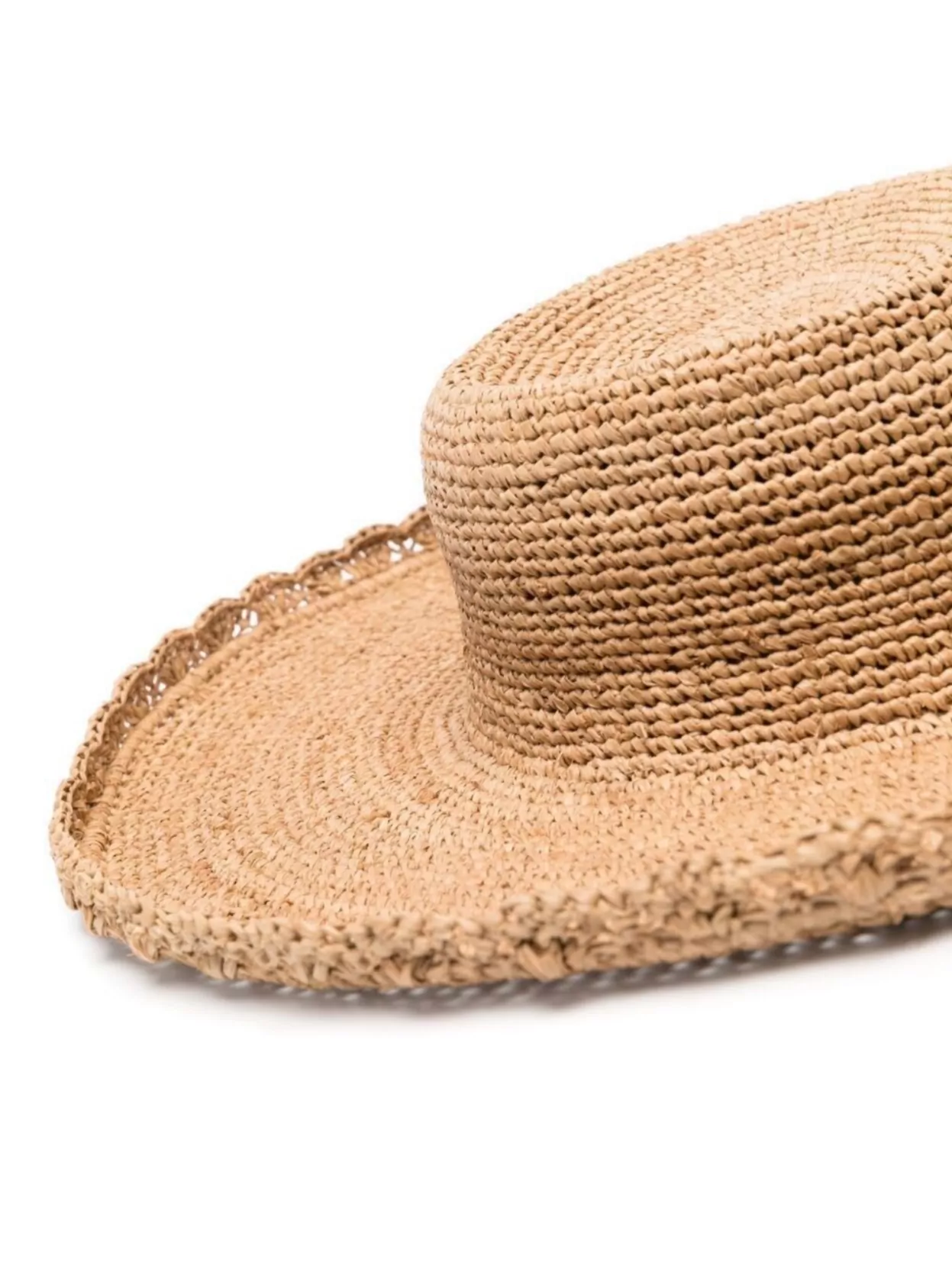 Ibeliv Wide-brimmed Straw Hat Scallop Edge In Brown