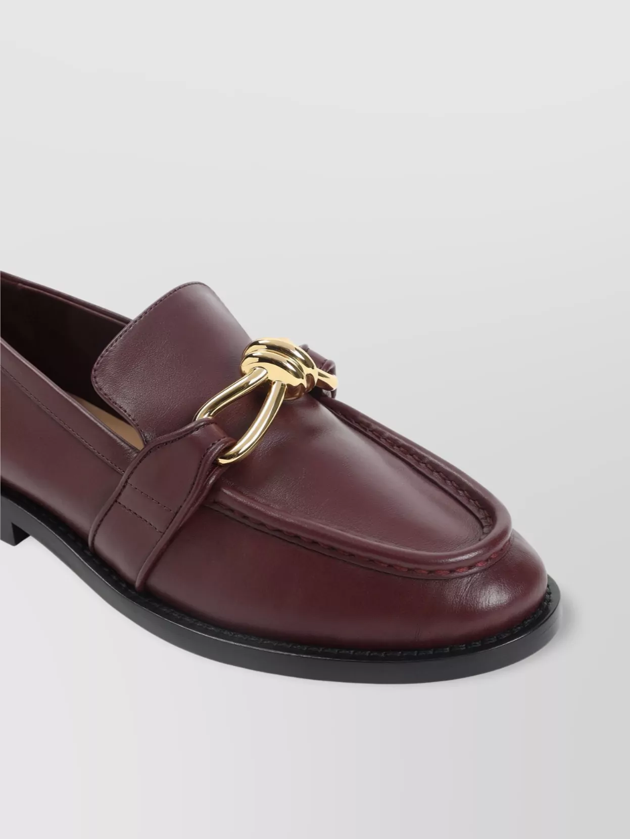 Bottega Veneta Barolo Brown Leather Astair Metallic Knot Loafer In Brown
