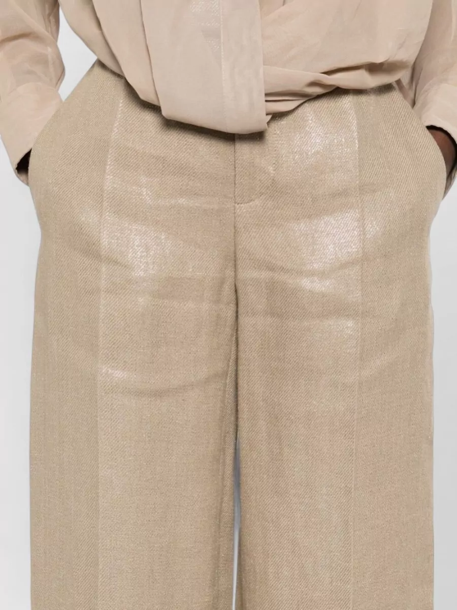 Brunello Cucinelli Linen Trousers High Waist Wide Leg Cuffed