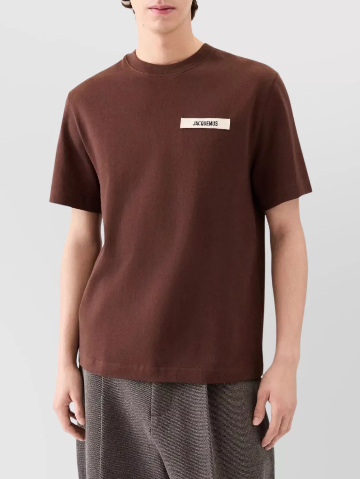 Jacquemus Gros Grain Cotton Crew-neck T-shirt In Brown