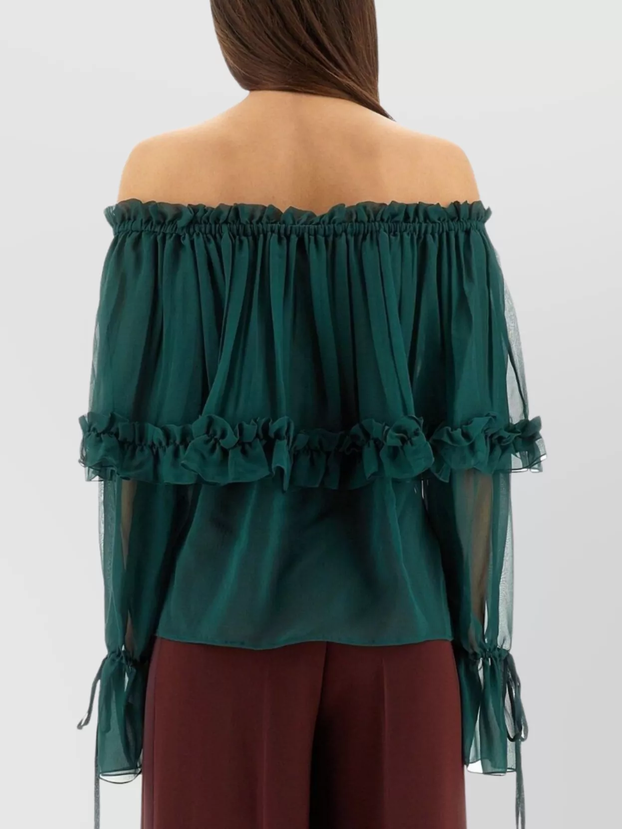 Saint Laurent Off The Shoulder Long Sleeve Top