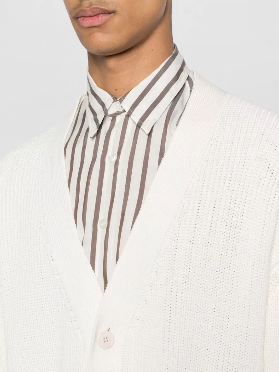 Lardini Mens V Neck Cotton Knit Sweater