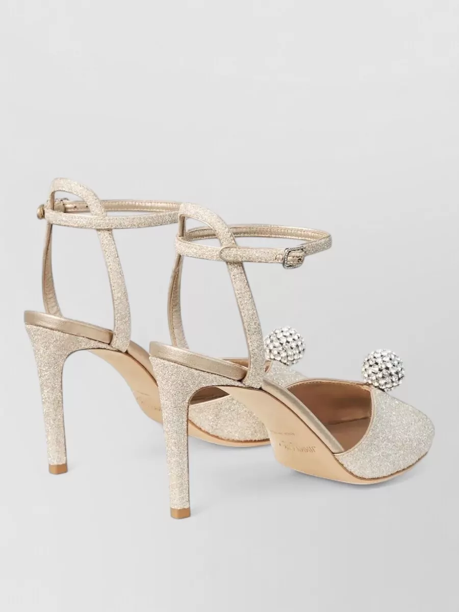 Jimmy Choo Sakora 85 Glitter Fabric Sandals Crystal