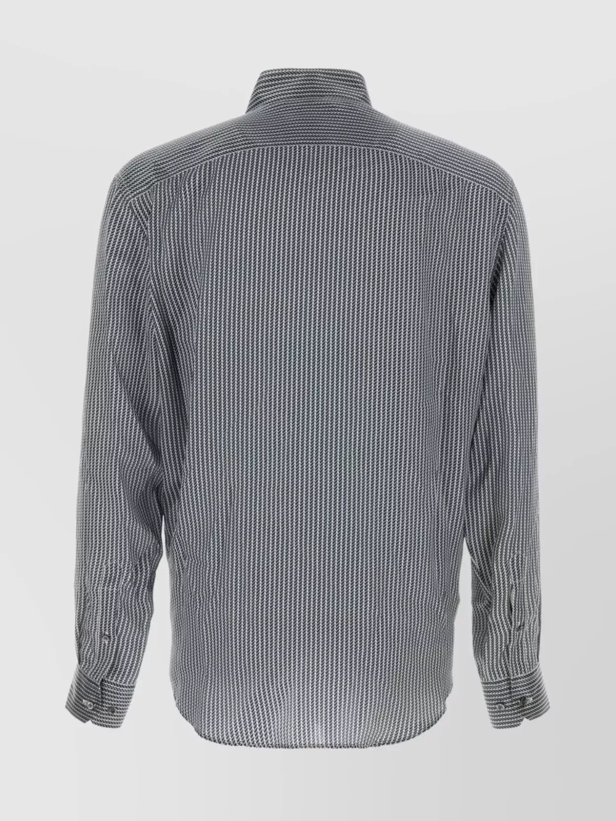Giorgio Armani Printed Satin Shirt With Button-down Collar In Gray
