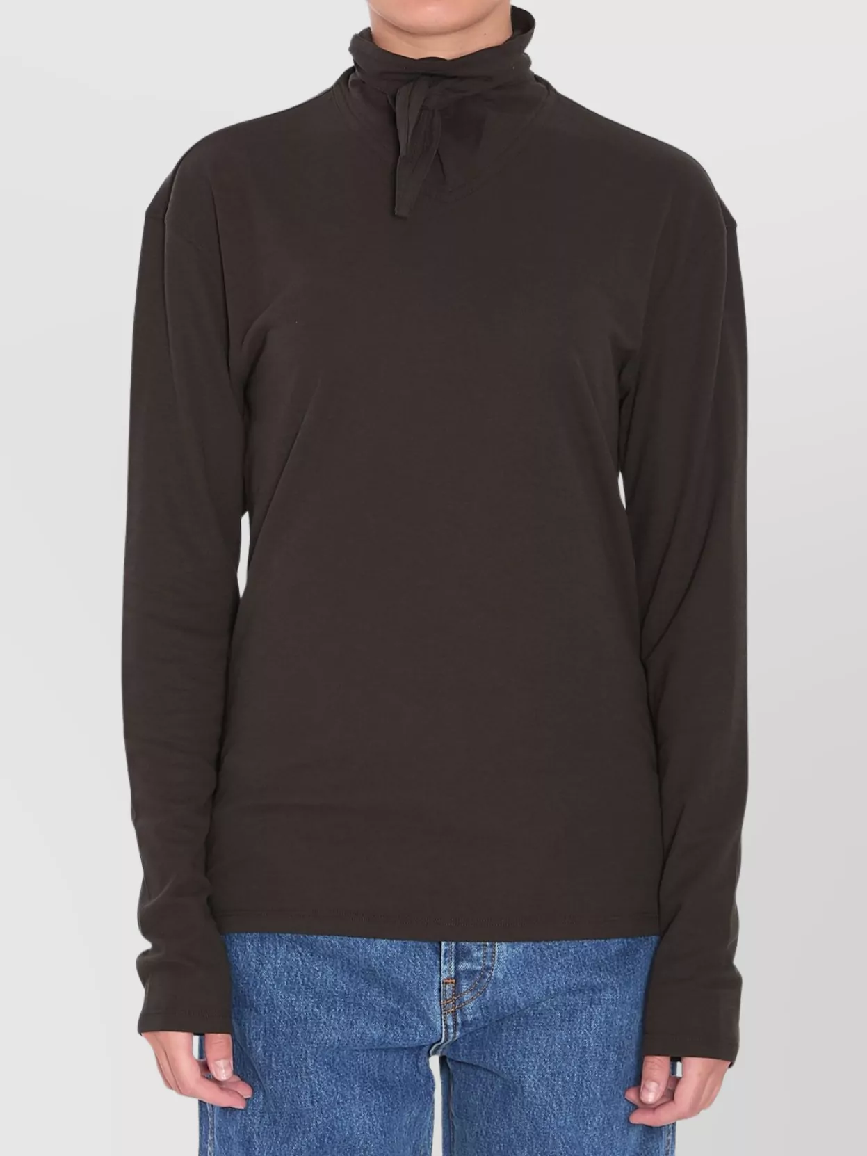 Lemaire Long Sleeve Foulard Top In Brown