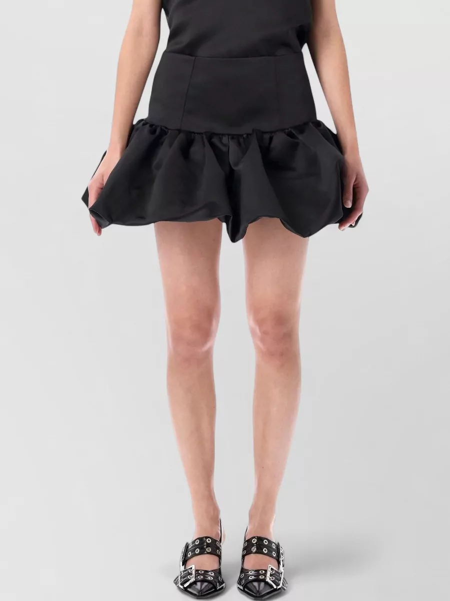 Ganni Satin ruched-hem mini skirt