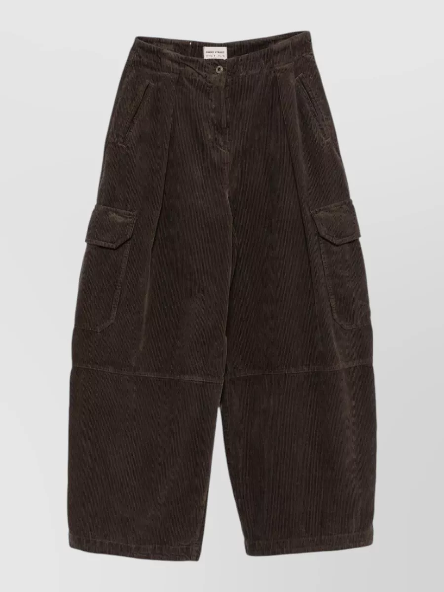 Front Street Corduroy Wide-Leg Cargo Trousers