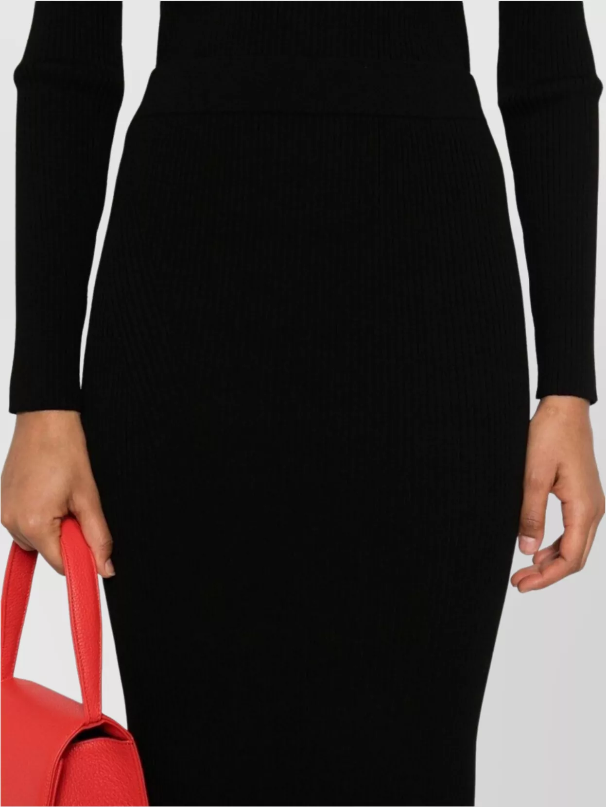 Parosh High-Waisted Midi Skirt Ribbed Texture