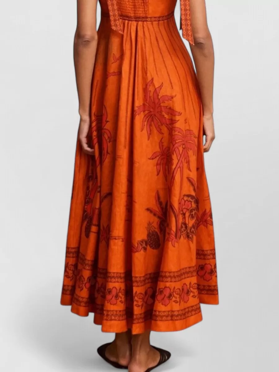 Alémais Linen Curved Neckline Midi Beach Dress