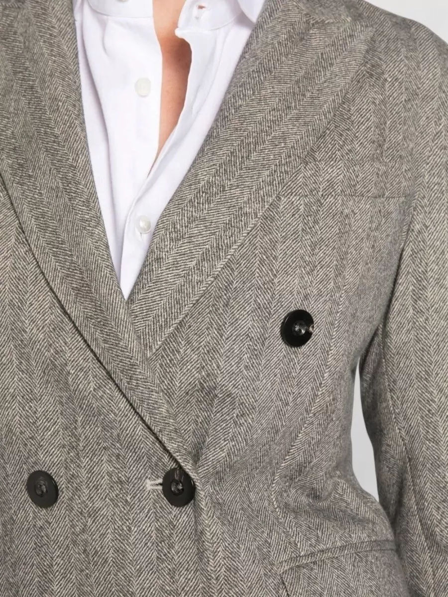 Circolo 1901 Cotton Herringbone Double-Breasted Suit Jacket