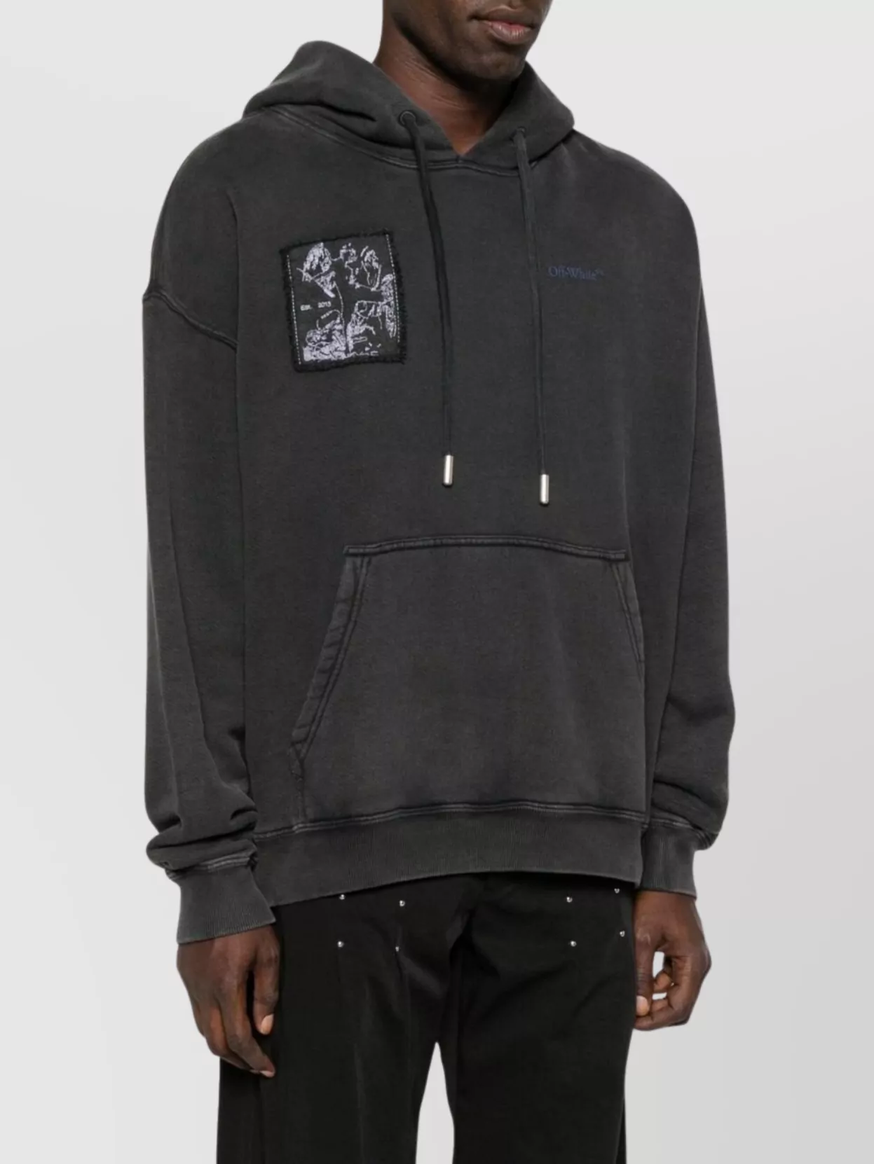 Off-white Graphic Print Hooded Cotton Sweatshirt In Black