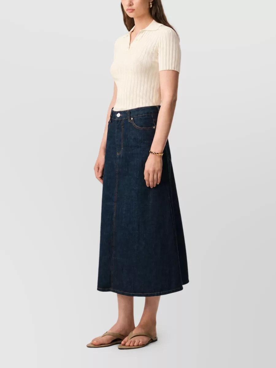 Ami Paris Ribbed-Knit A-Line Skirt
