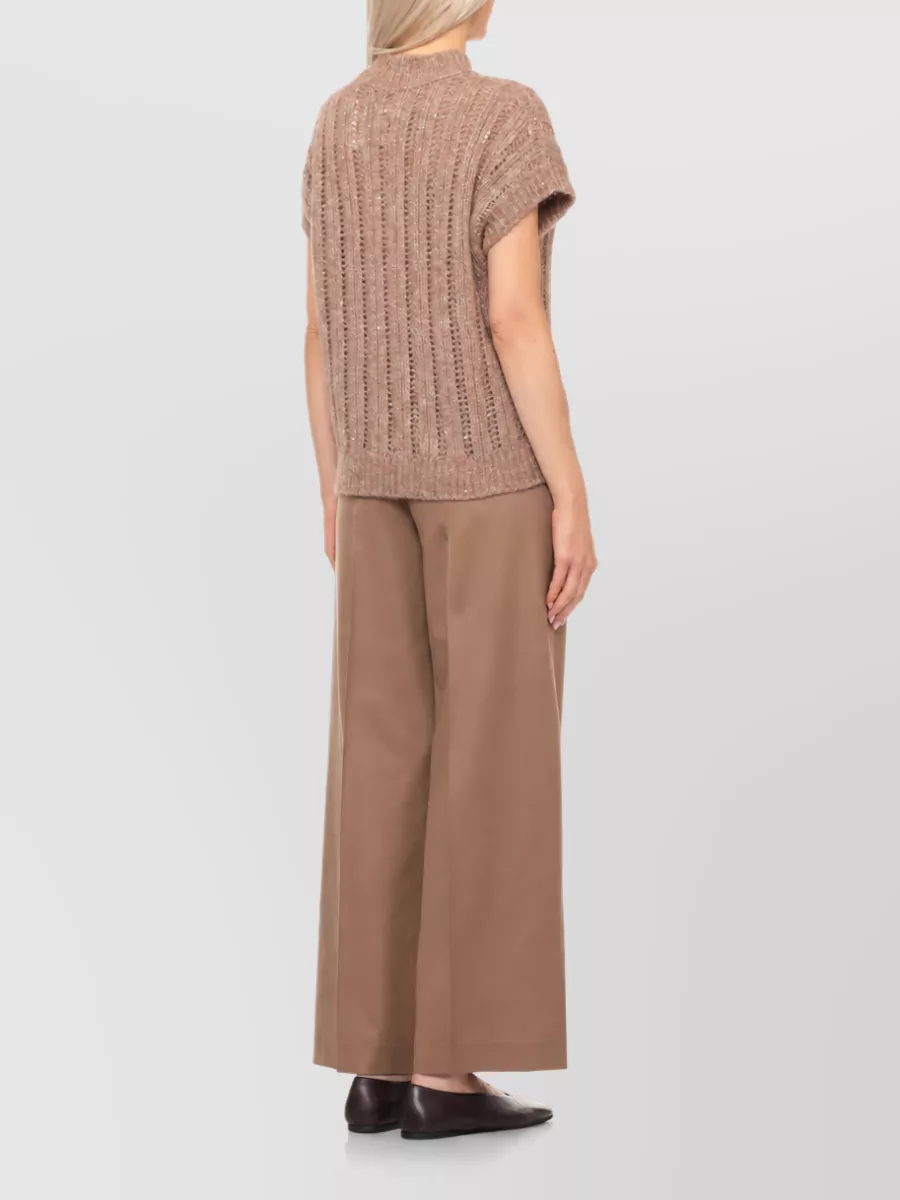 Peserico Alpaca-Blend Perforated Sequined Sleeveless Sweater