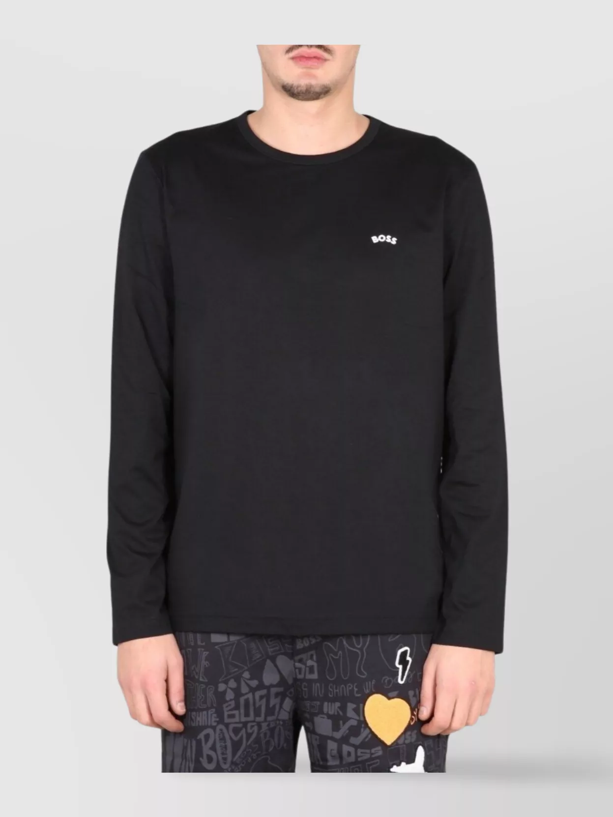 Boss Logo Print Long Sleeve T-Shirt