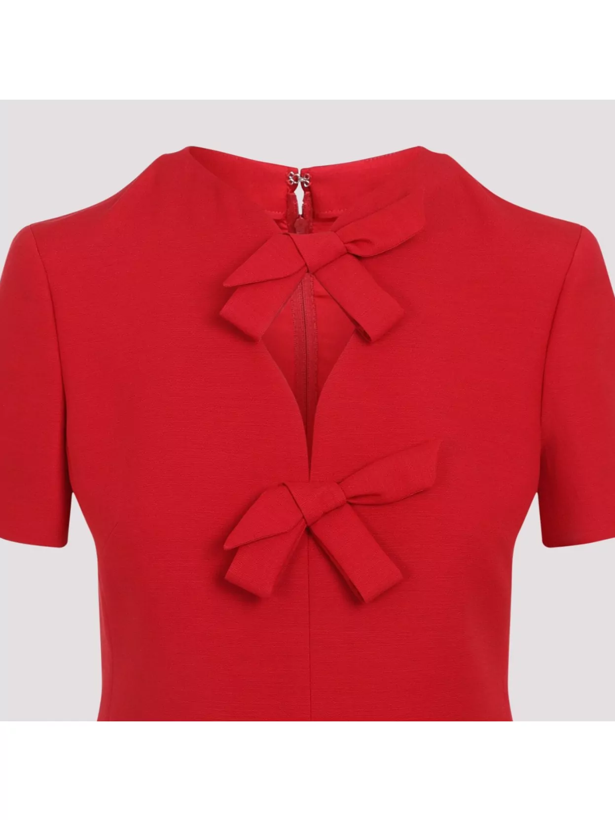 Valentino Fitted Red Dress With Decorative Bows In Red