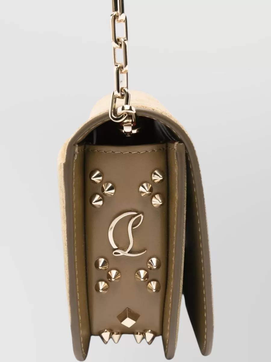 Christian Louboutin Paloma Suede Clutch Chain Strap Studs