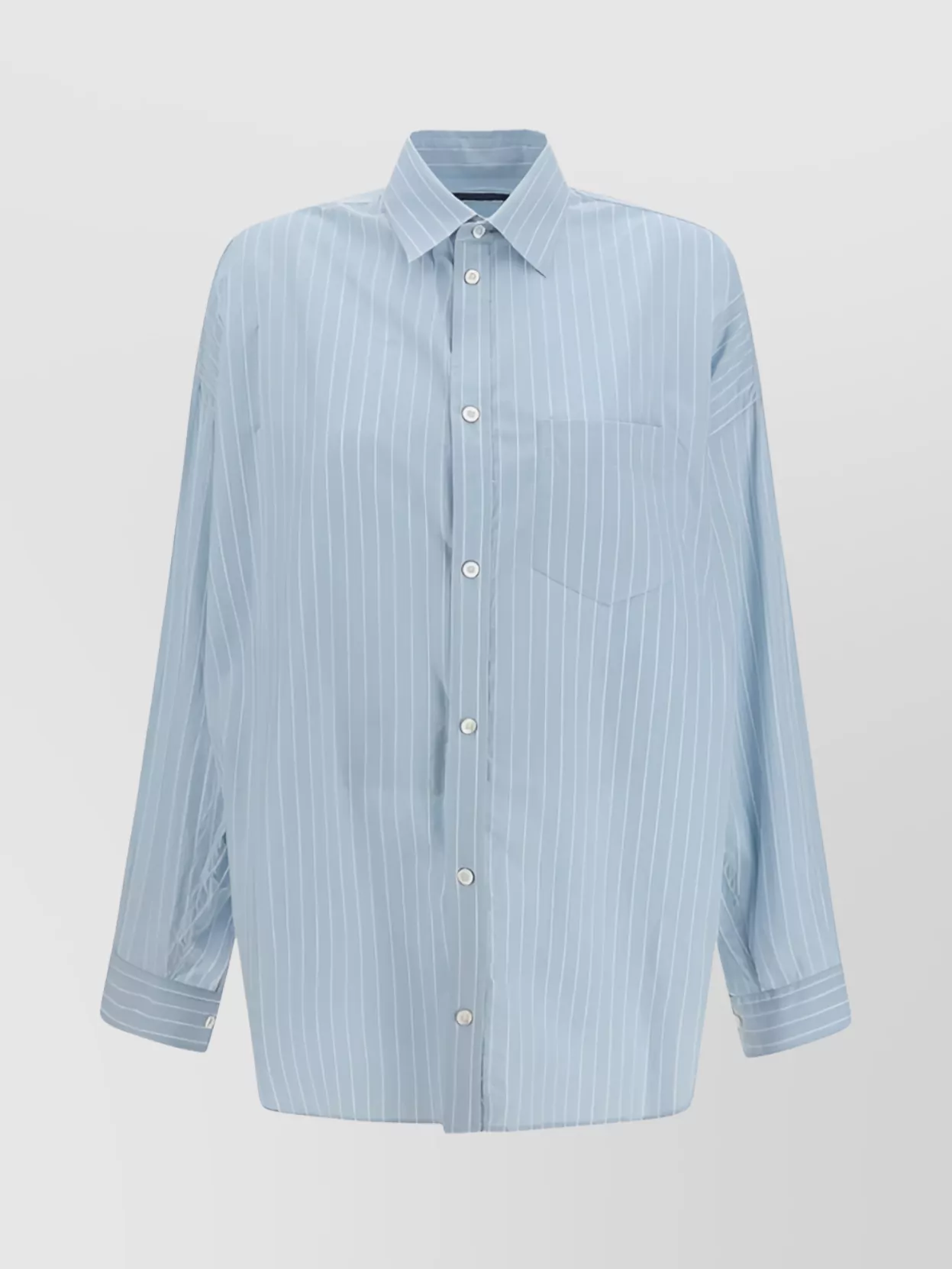 Balenciaga Striped Cotton Oversize Shirt In Blue