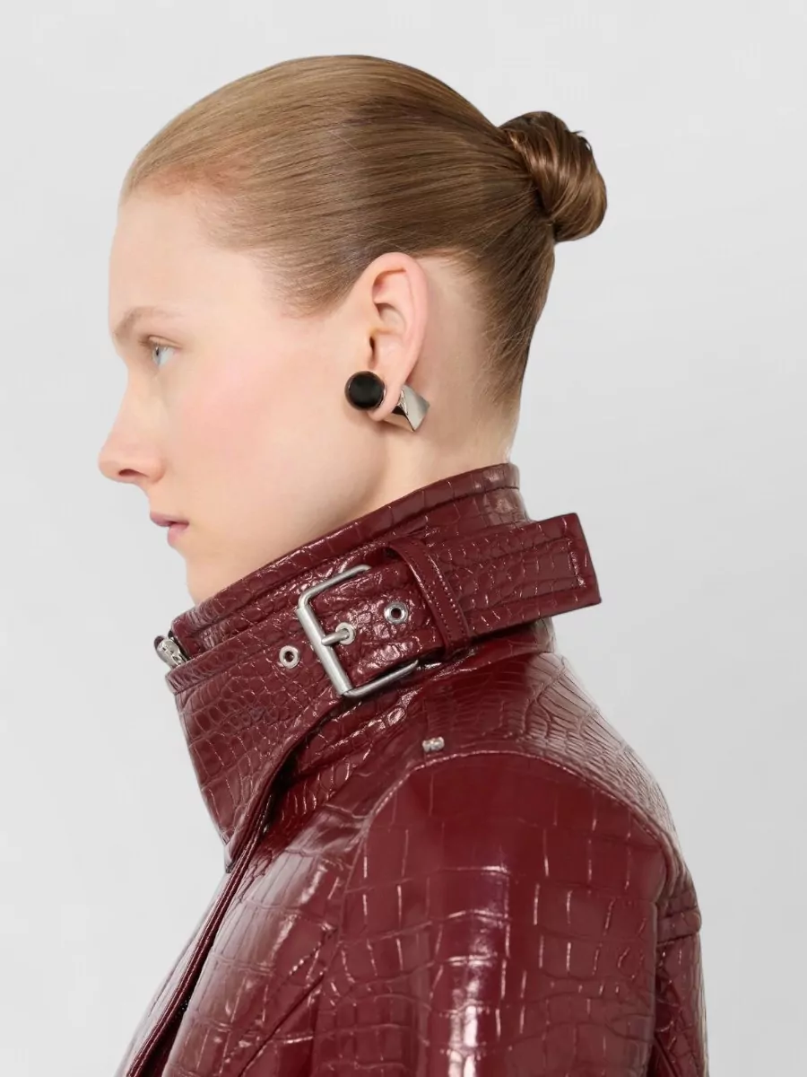 Sportmax Cropped Patent Jacket Alligator Pattern