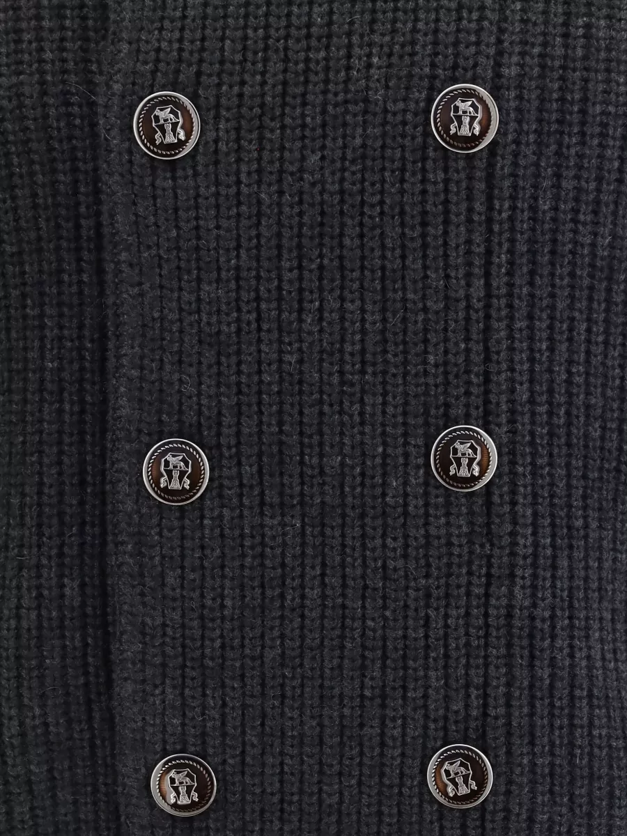 Brunello Cucinelli Cashmere Ribbed Double Breasted Coat