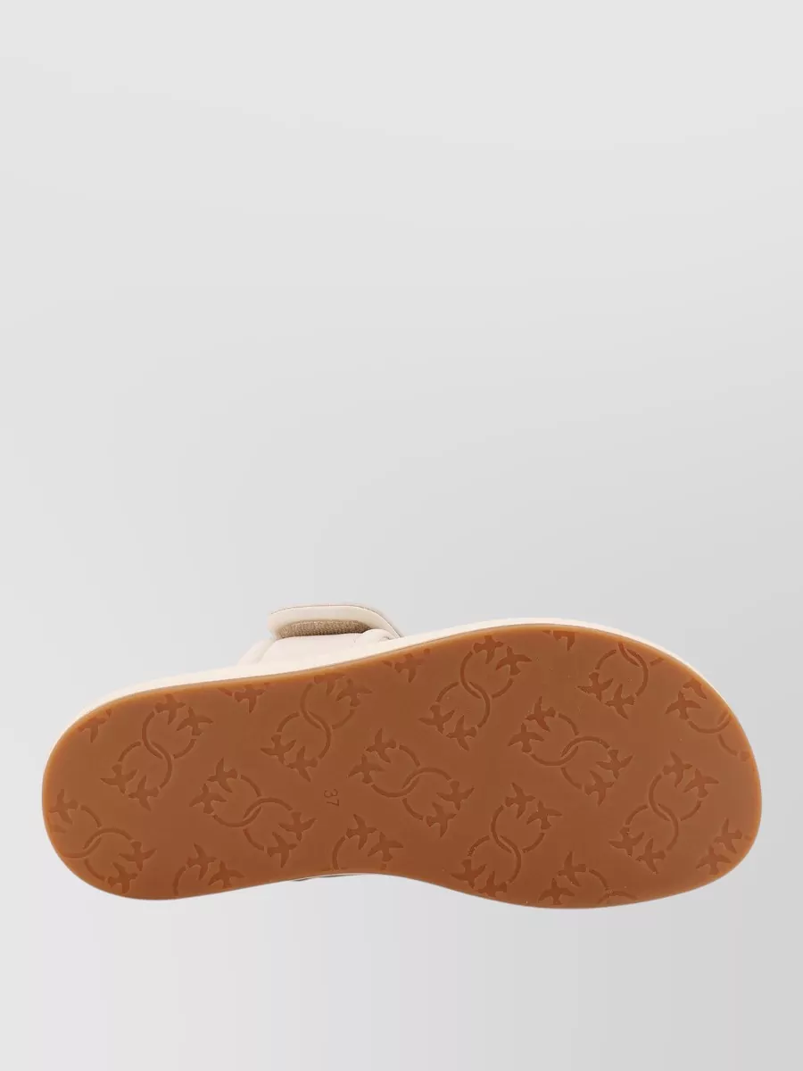 Pinko Flat Sandals Gold Tone Accents Open Toe