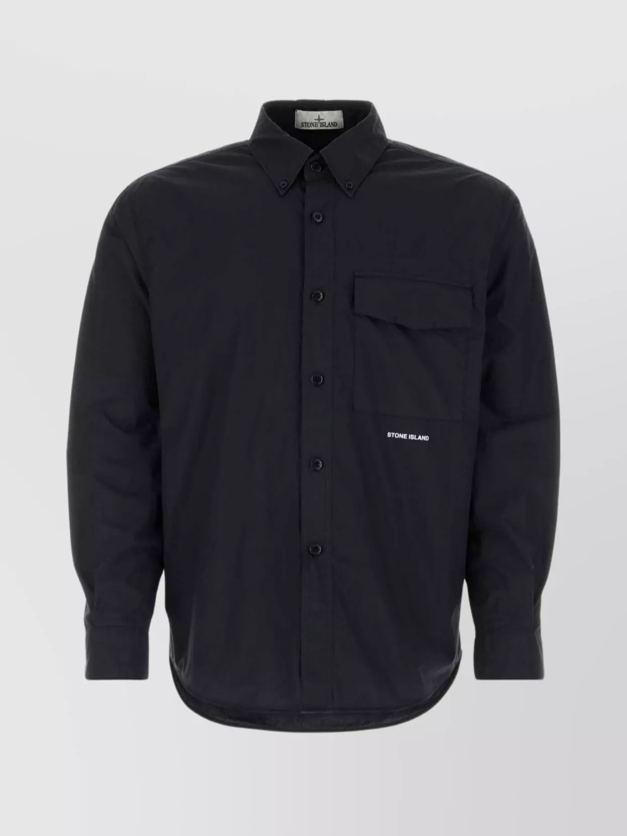 Shop Stone Island Poplin Shirt With Chest Pocket And Cuffed Sleeves
