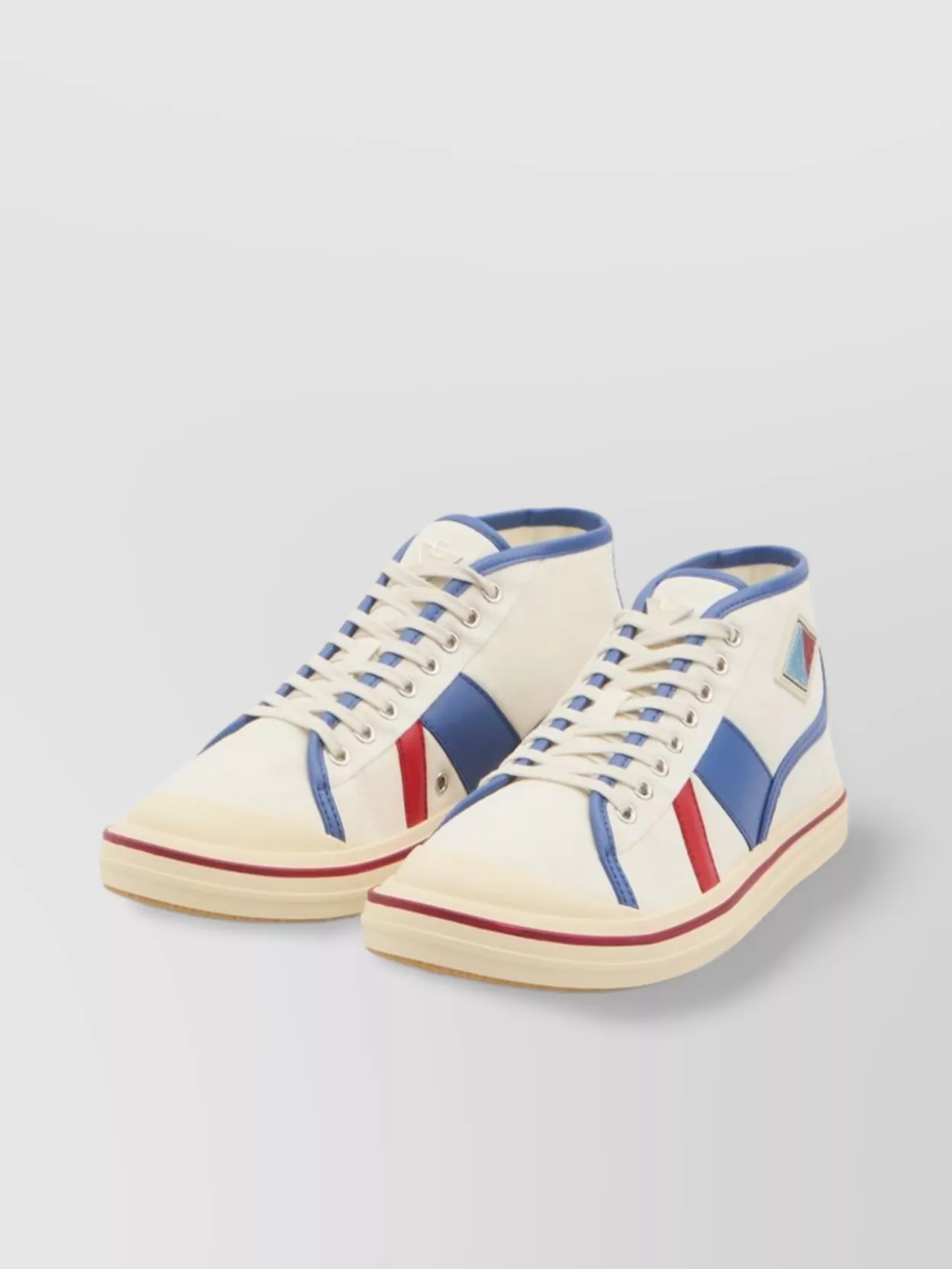 Bottega Veneta Eliot Leather Sneakers Blue Red Inserts