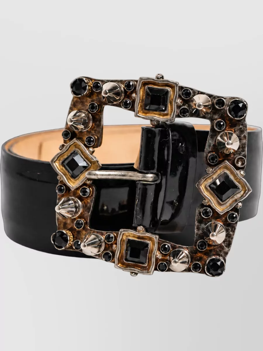 Dolce&Gabbana Leather Crystal Buckle Belt